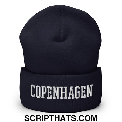 Copenhagen Varsity College Block Embroidered Knit Cuffed Beanie Navy