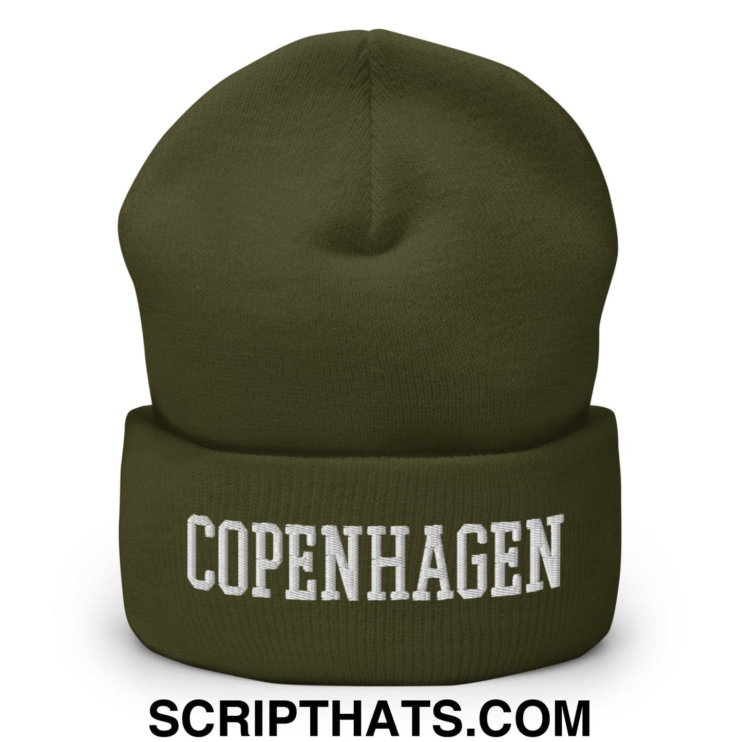 Copenhagen Varsity College Block Embroidered Knit Cuffed Beanie Olive