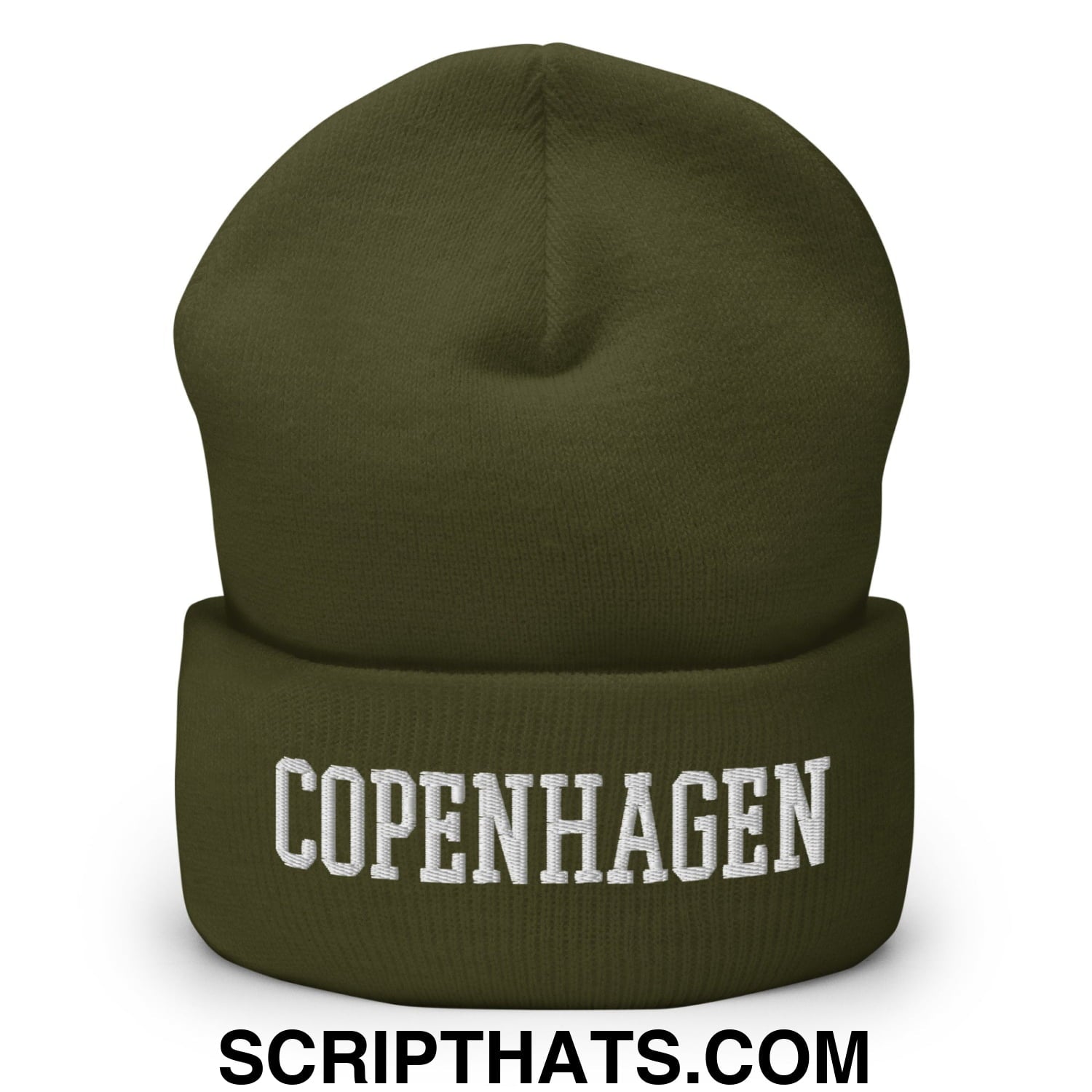 Copenhagen Varsity College Block Embroidered Knit Cuffed Beanie Olive