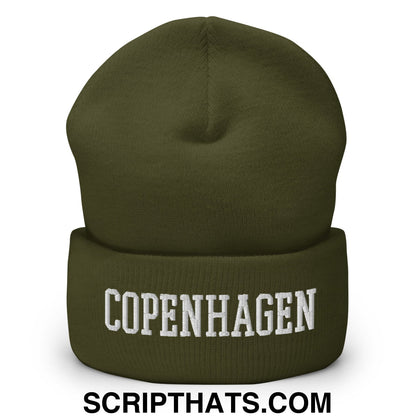 Copenhagen Varsity College Block Embroidered Knit Cuffed Beanie Olive