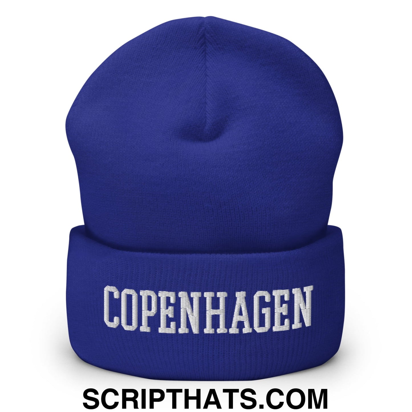 Copenhagen Varsity College Block Embroidered Knit Cuffed Beanie Royal