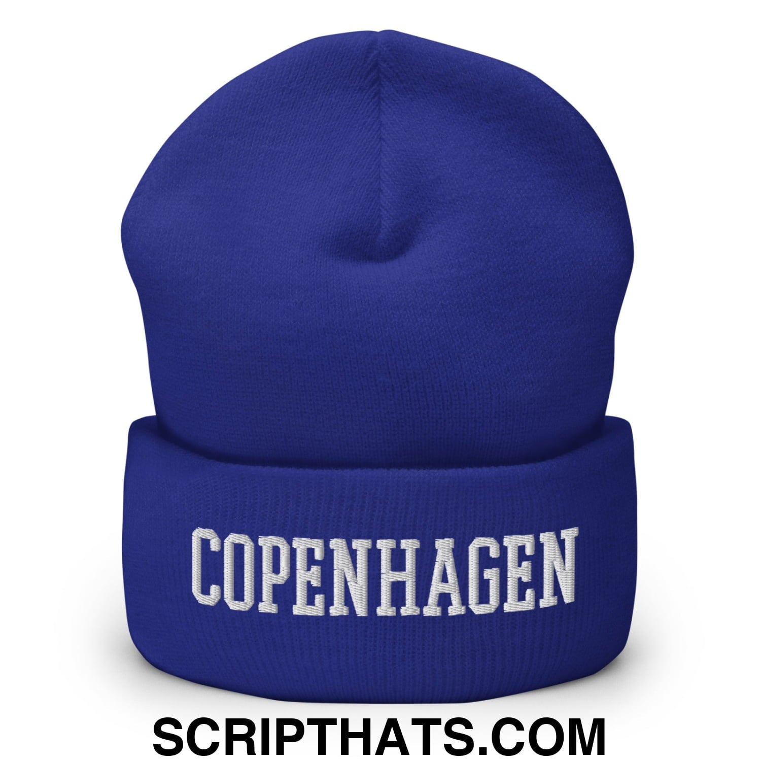 Copenhagen Varsity College Block Embroidered Knit Cuffed Beanie Royal