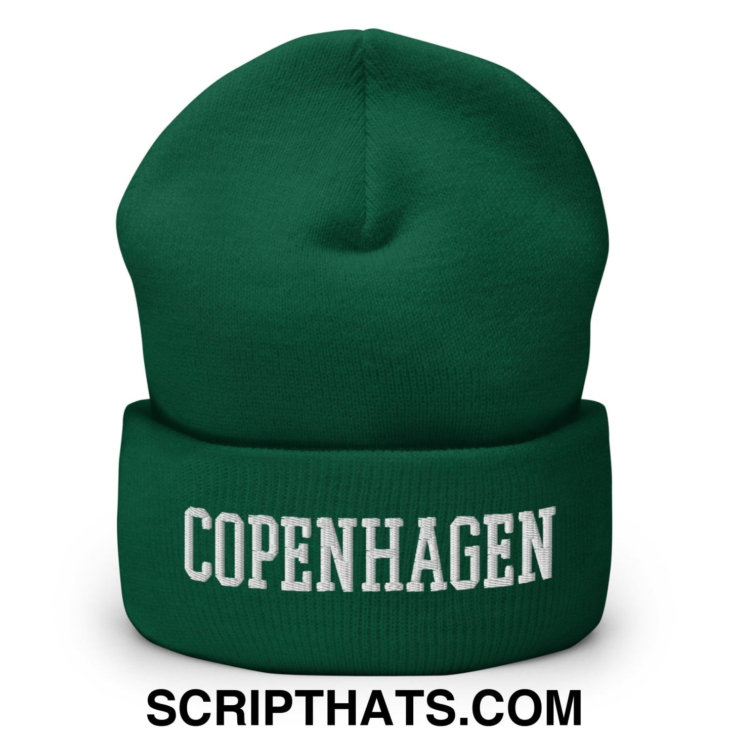 Copenhagen Varsity College Block Embroidered Knit Cuffed Beanie Spruce