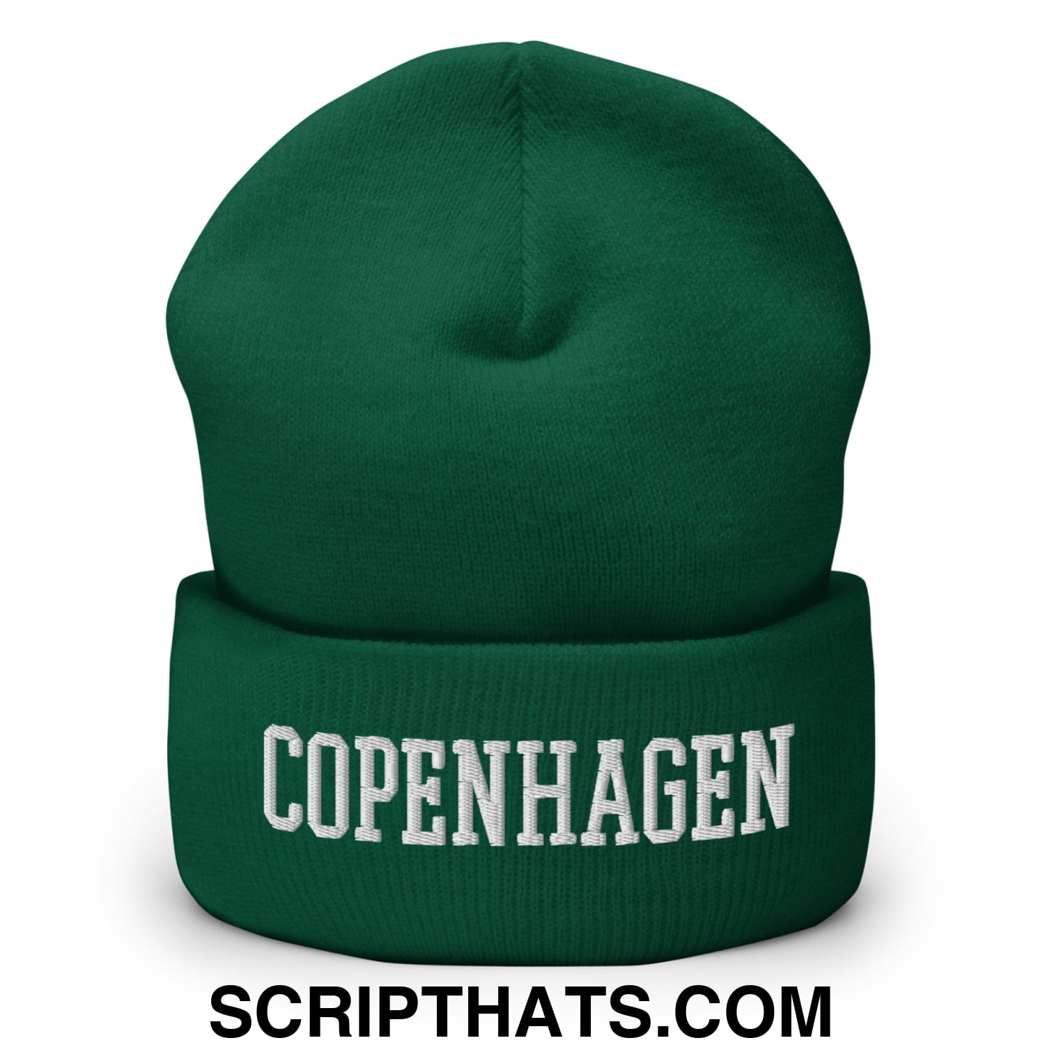 Copenhagen Varsity College Block Embroidered Knit Cuffed Beanie Spruce
