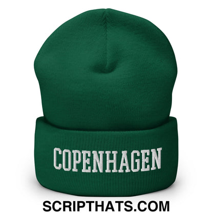 Copenhagen Varsity College Block Embroidered Knit Cuffed Beanie Spruce