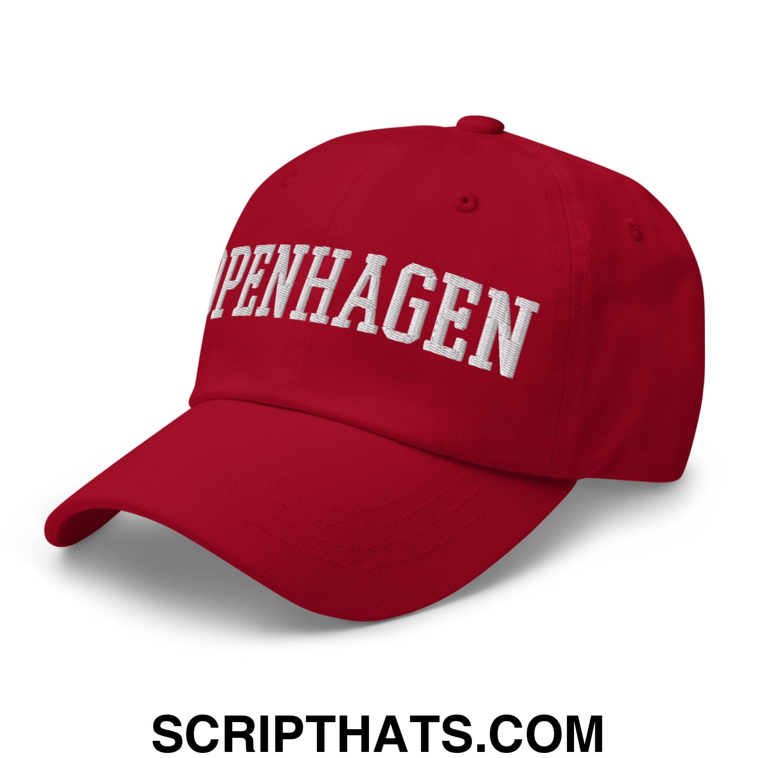 Copenhagen Varsity College Block Embroidered Unstructured Dad Hat Cranberry