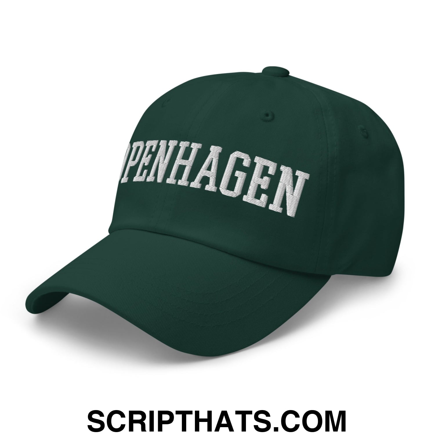 Copenhagen Varsity College Block Embroidered Unstructured Dad Hat Spruce