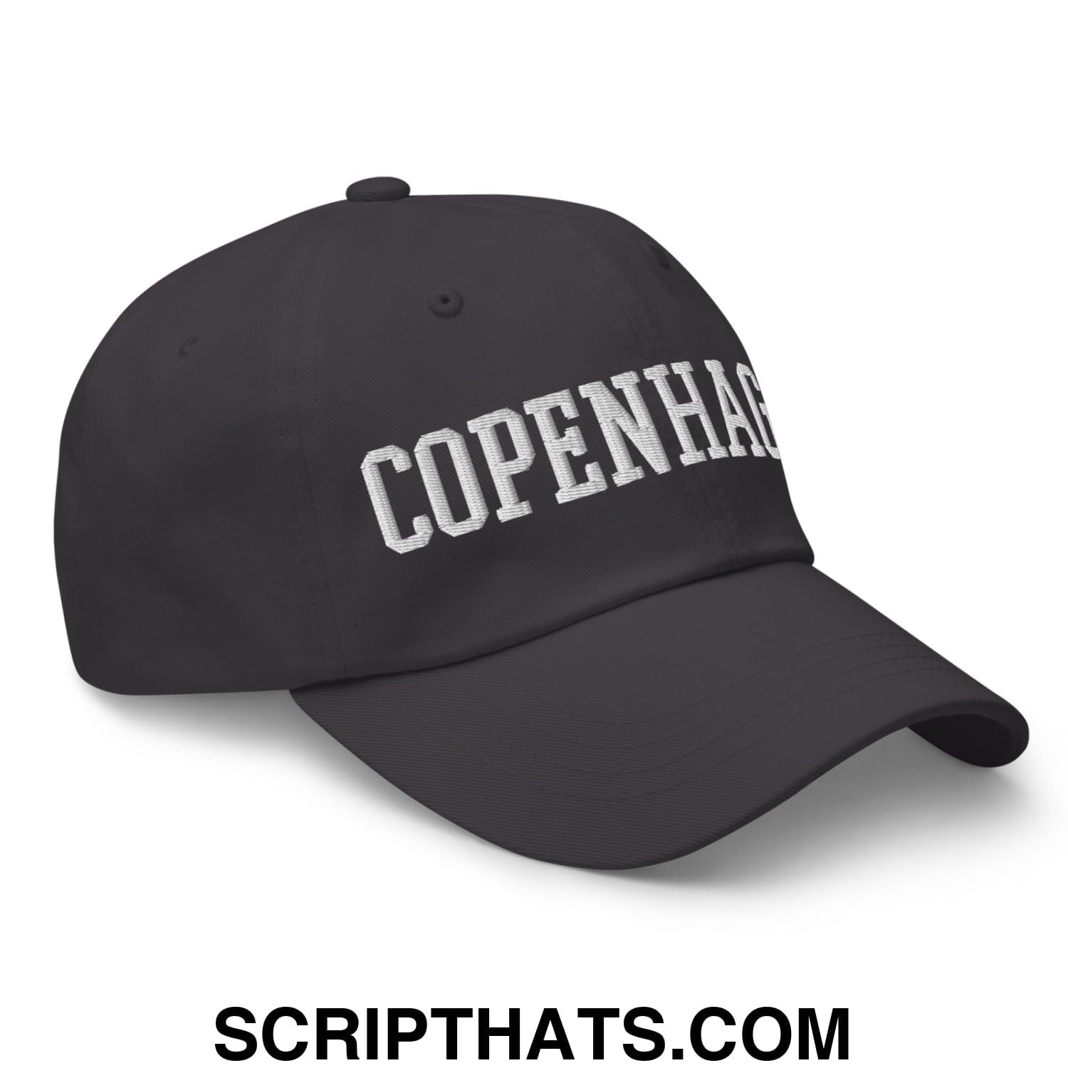 Copenhagen Varsity College Block Embroidered Unstructured Dad Hat Dark Grey