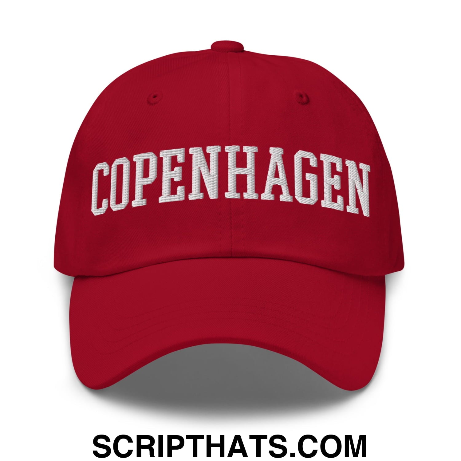 Copenhagen Varsity College Block Embroidered Unstructured Dad Hat Cranberry
