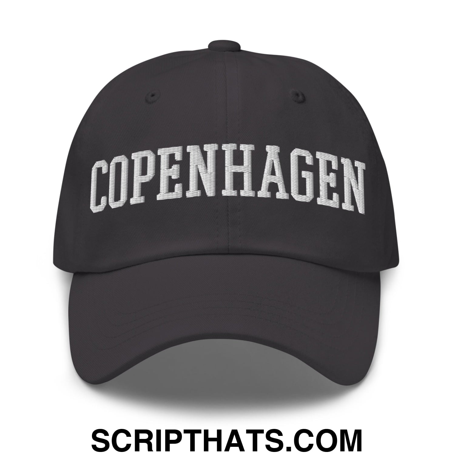 Copenhagen Varsity College Block Embroidered Unstructured Dad Hat Dark Grey