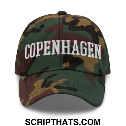 Copenhagen Varsity College Block Embroidered Unstructured Dad Hat Green Camo