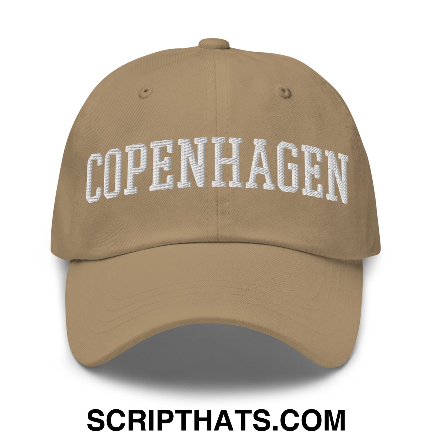 Copenhagen Varsity College Block Embroidered Unstructured Dad Hat Khaki