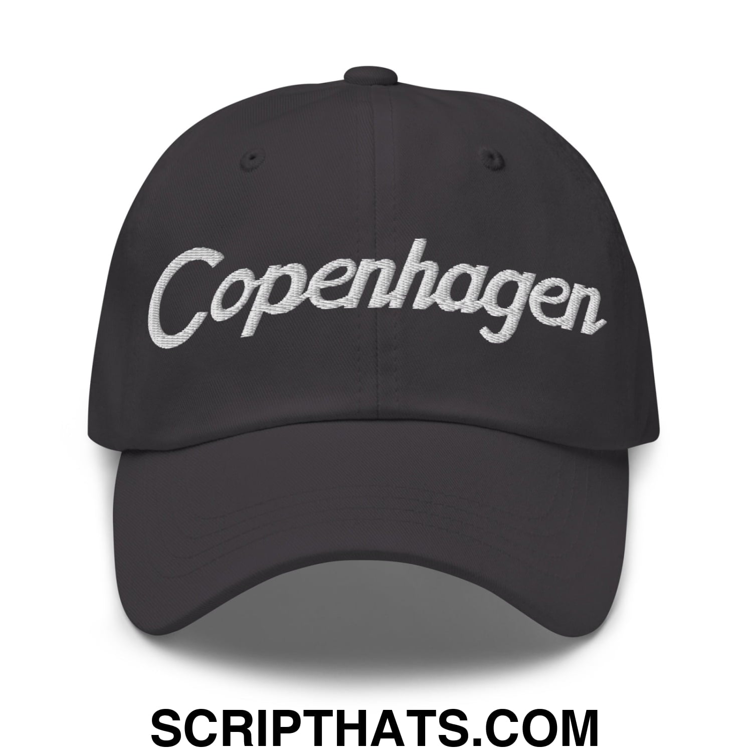 Copenhagen Vintage Sports Script Embroidered Unstructured Dad Hat Dark Grey