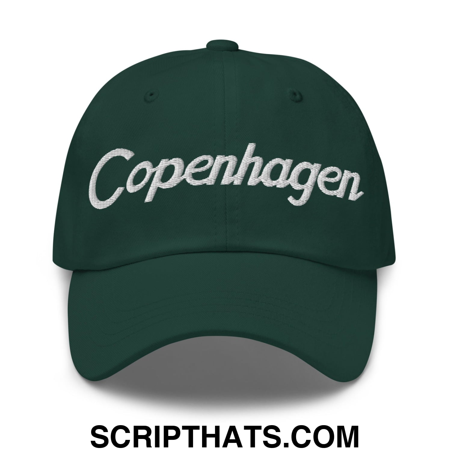 Copenhagen Vintage Sports Script Embroidered Unstructured Dad Hat Spruce