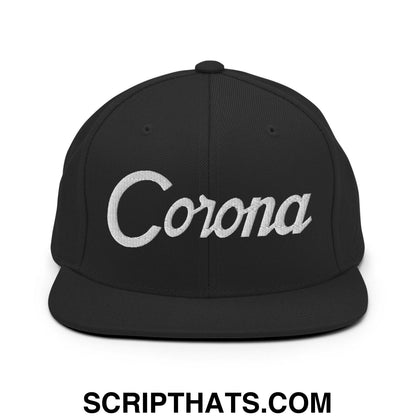 Corona Script Snapback Hat Black