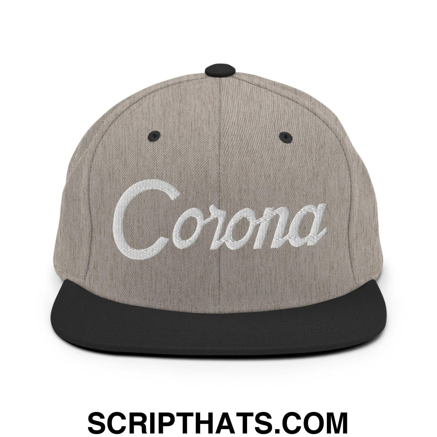 Corona Script Snapback Hat Heather Black