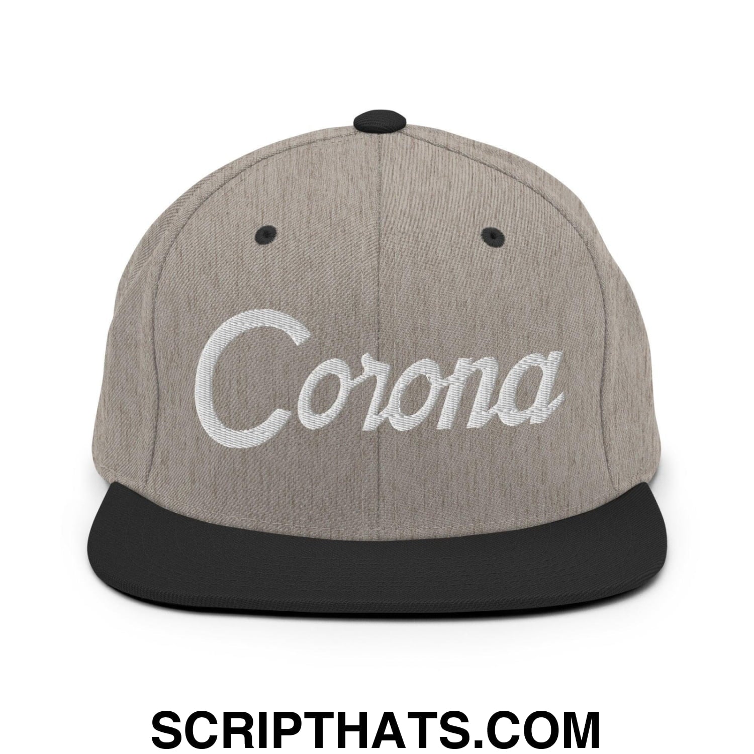 Corona Script Snapback Hat Heather Black