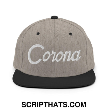 Corona Script Snapback Hat Heather Black