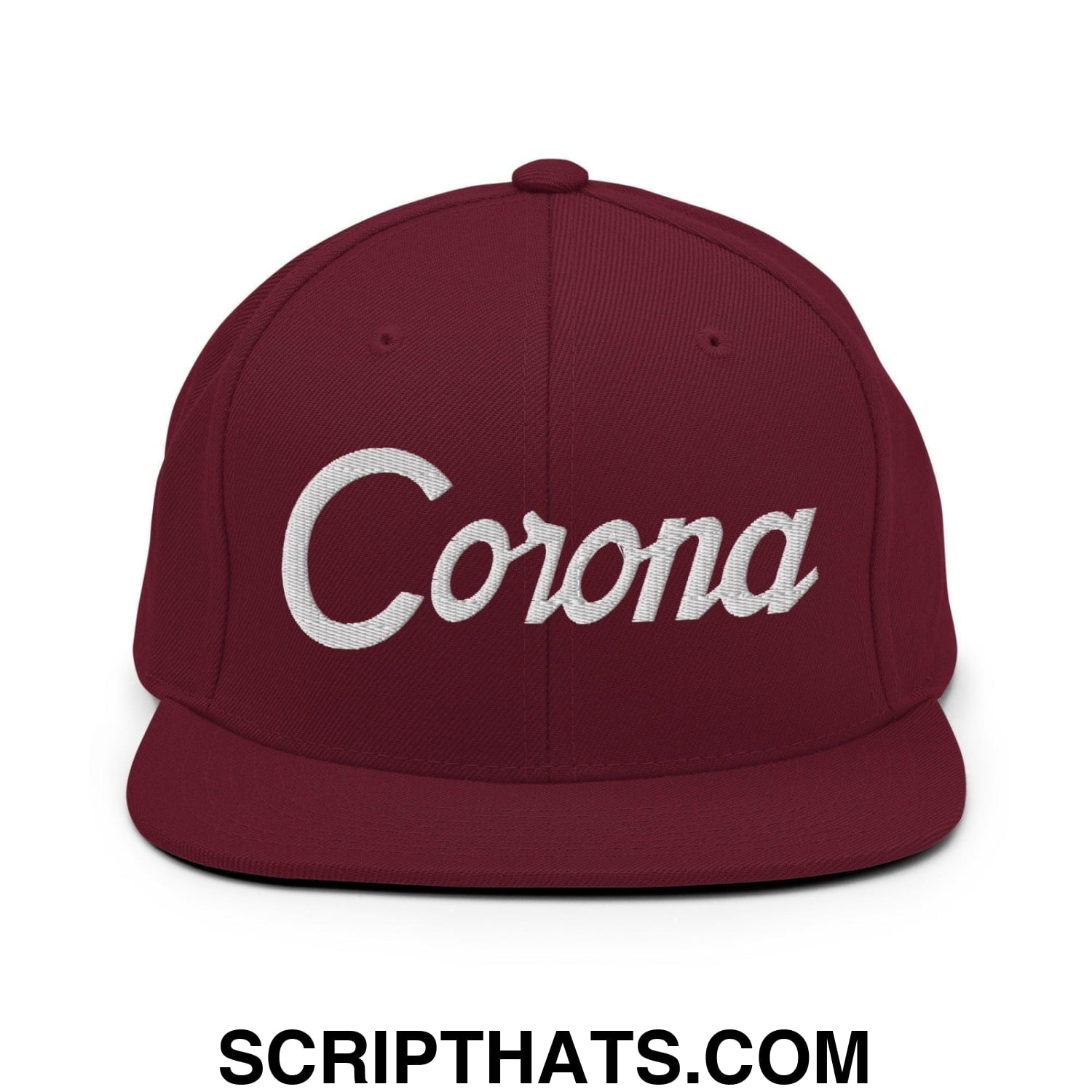 Corona Script Snapback Hat Maroon