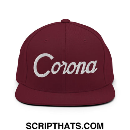 Corona Script Snapback Hat Maroon