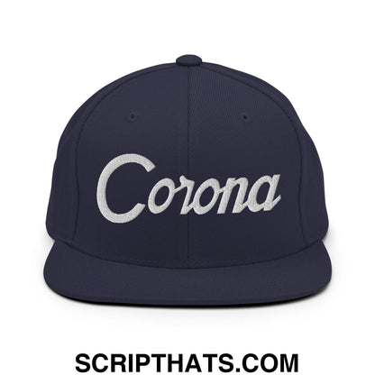 Corona Script Snapback Hat Navy