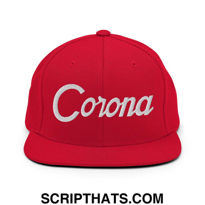 Corona Script Snapback Hat Red