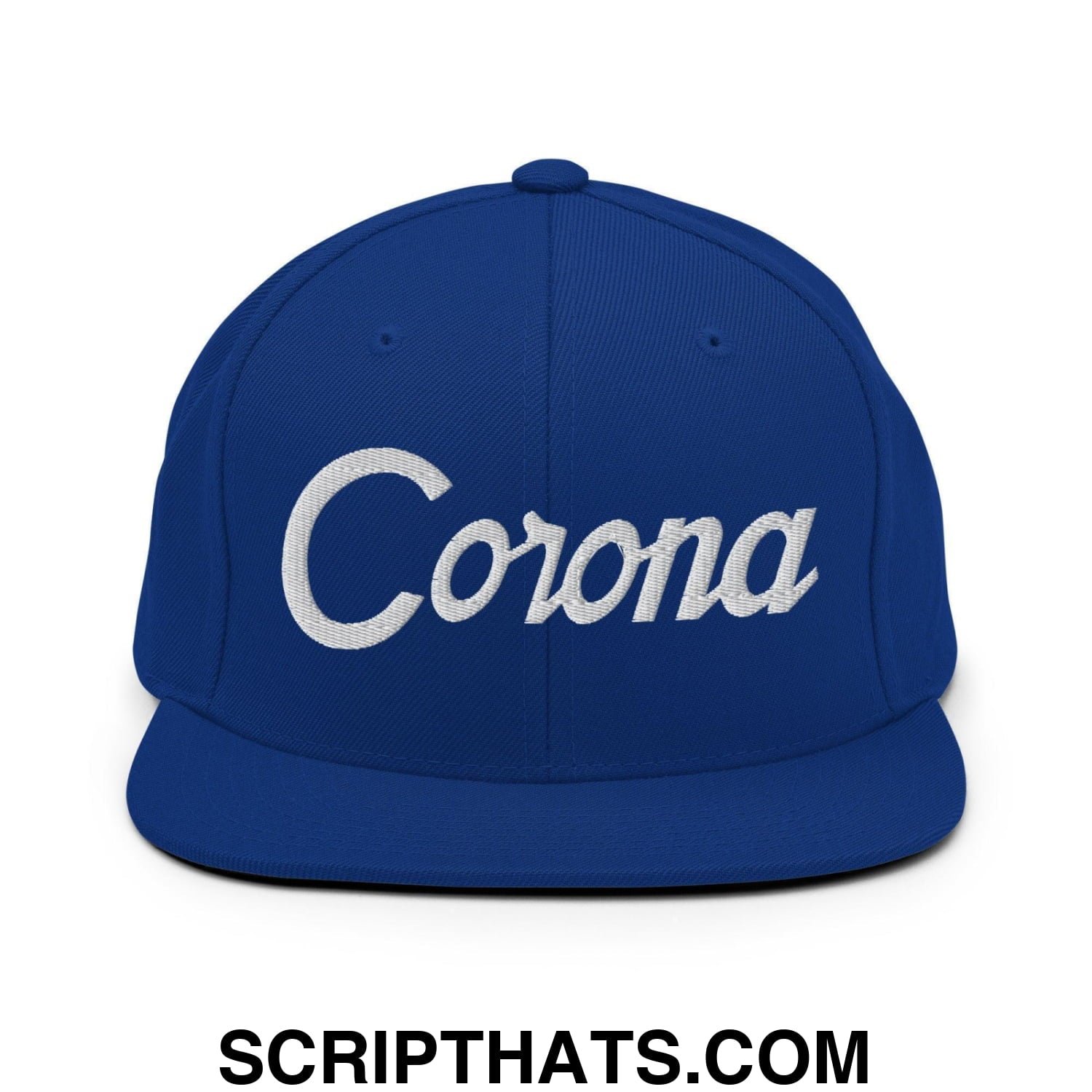 Corona Script Snapback Hat Royal Blue