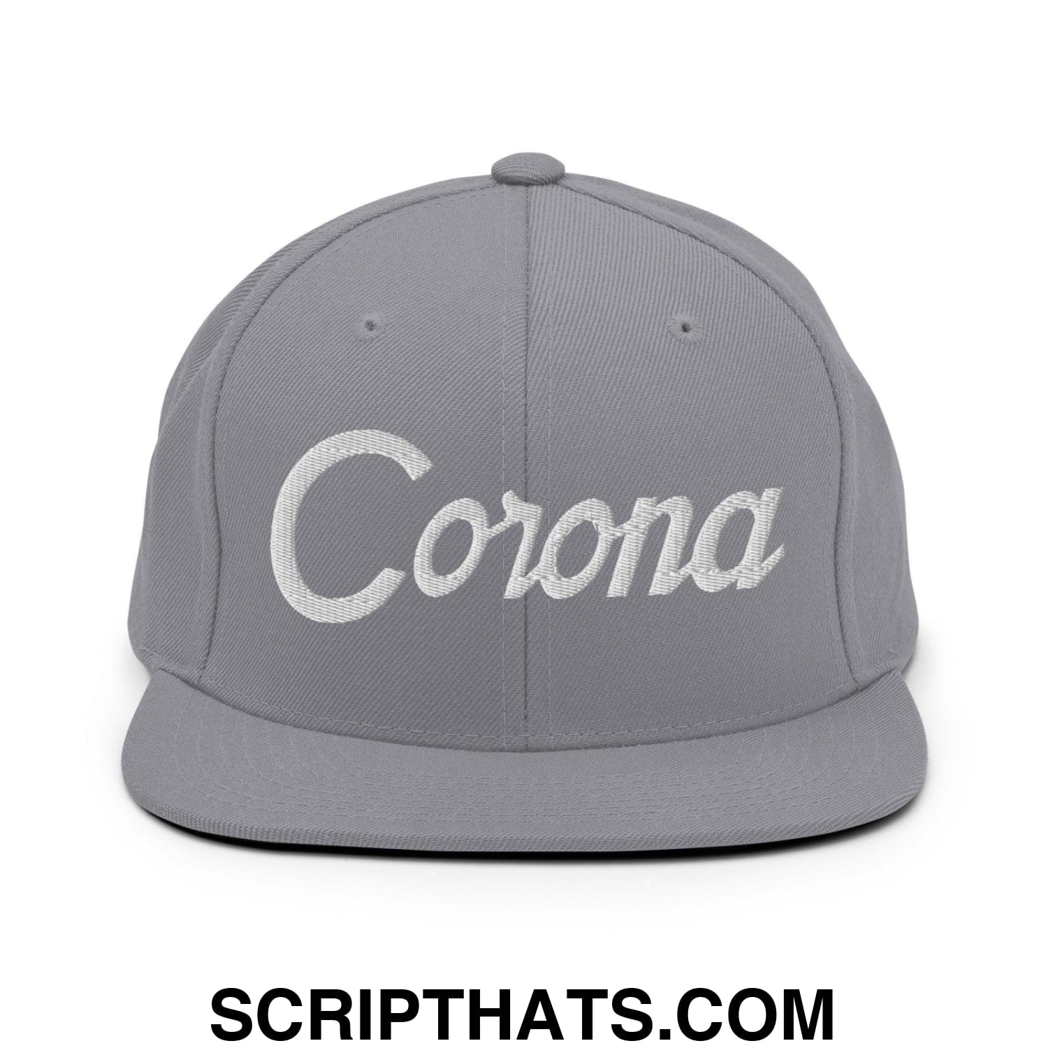 Corona Script Snapback Hat Silver