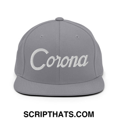 Corona Script Snapback Hat Silver