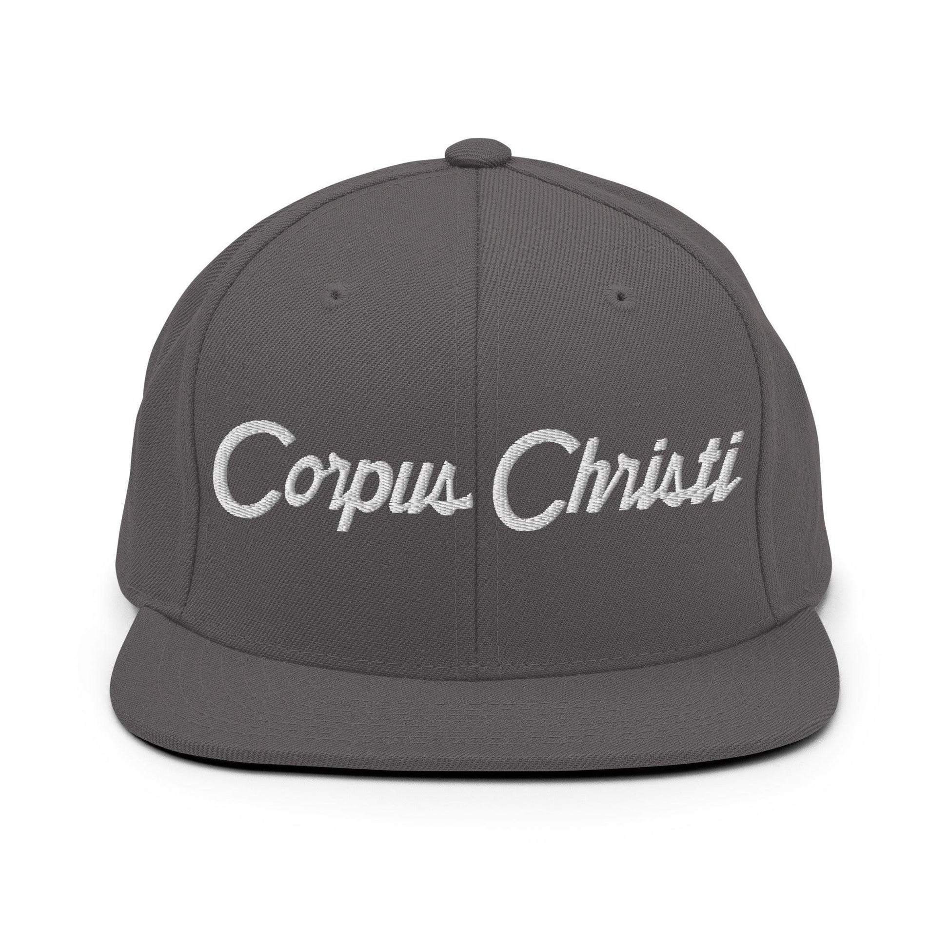 Corpus Christi Script Snapback Hat Dark Grey