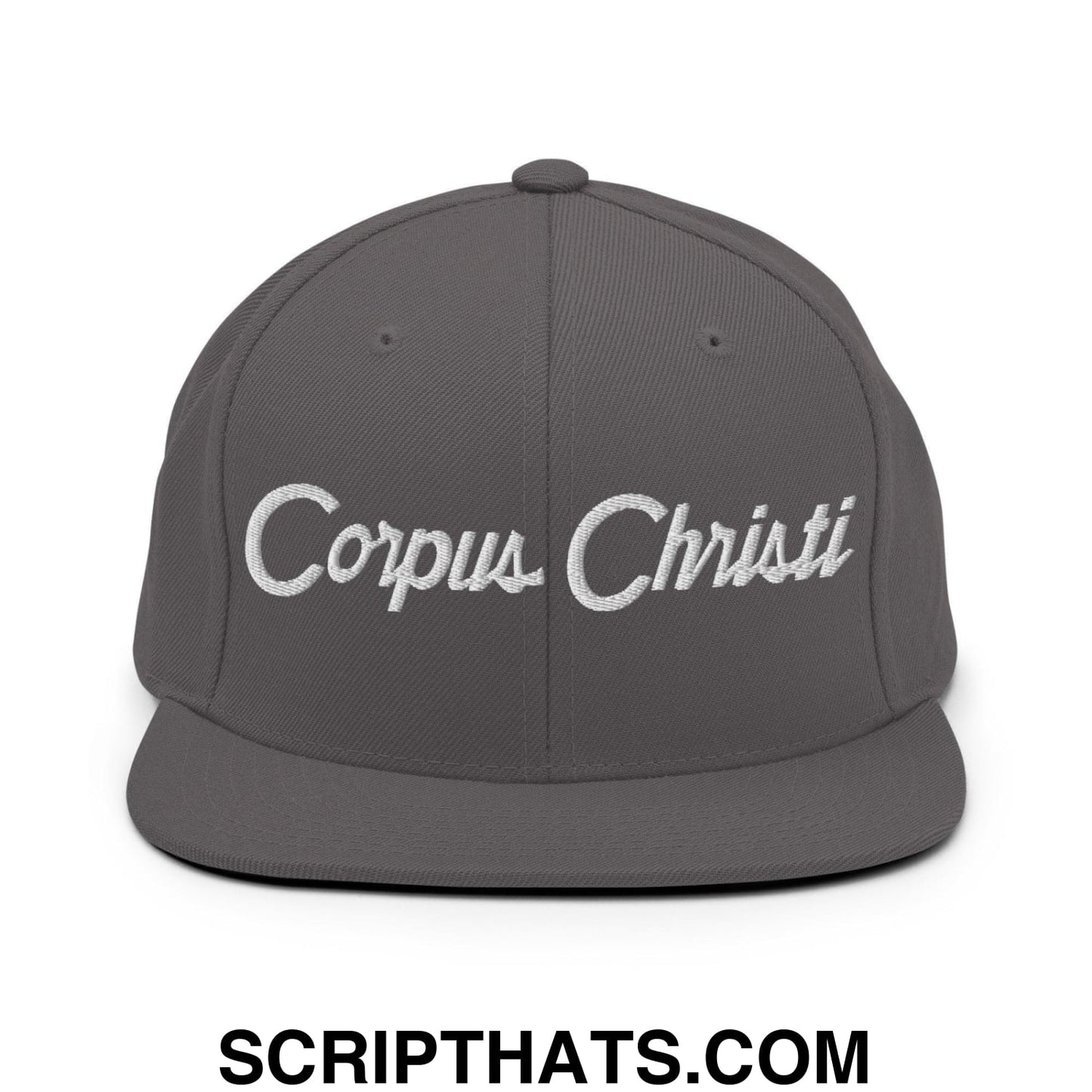 Corpus Christi Script Snapback Hat Dark Grey