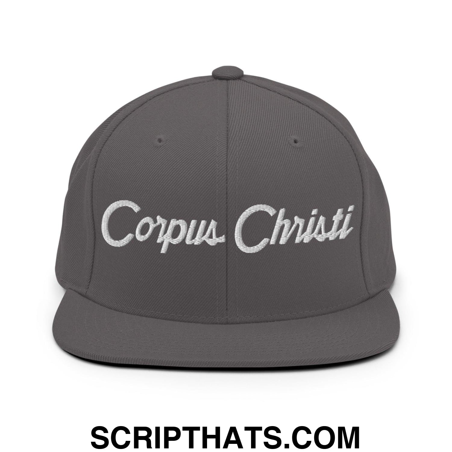 Corpus Christi Script Snapback Hat Dark Grey