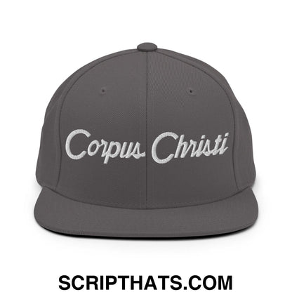 Corpus Christi Script Snapback Hat Dark Grey
