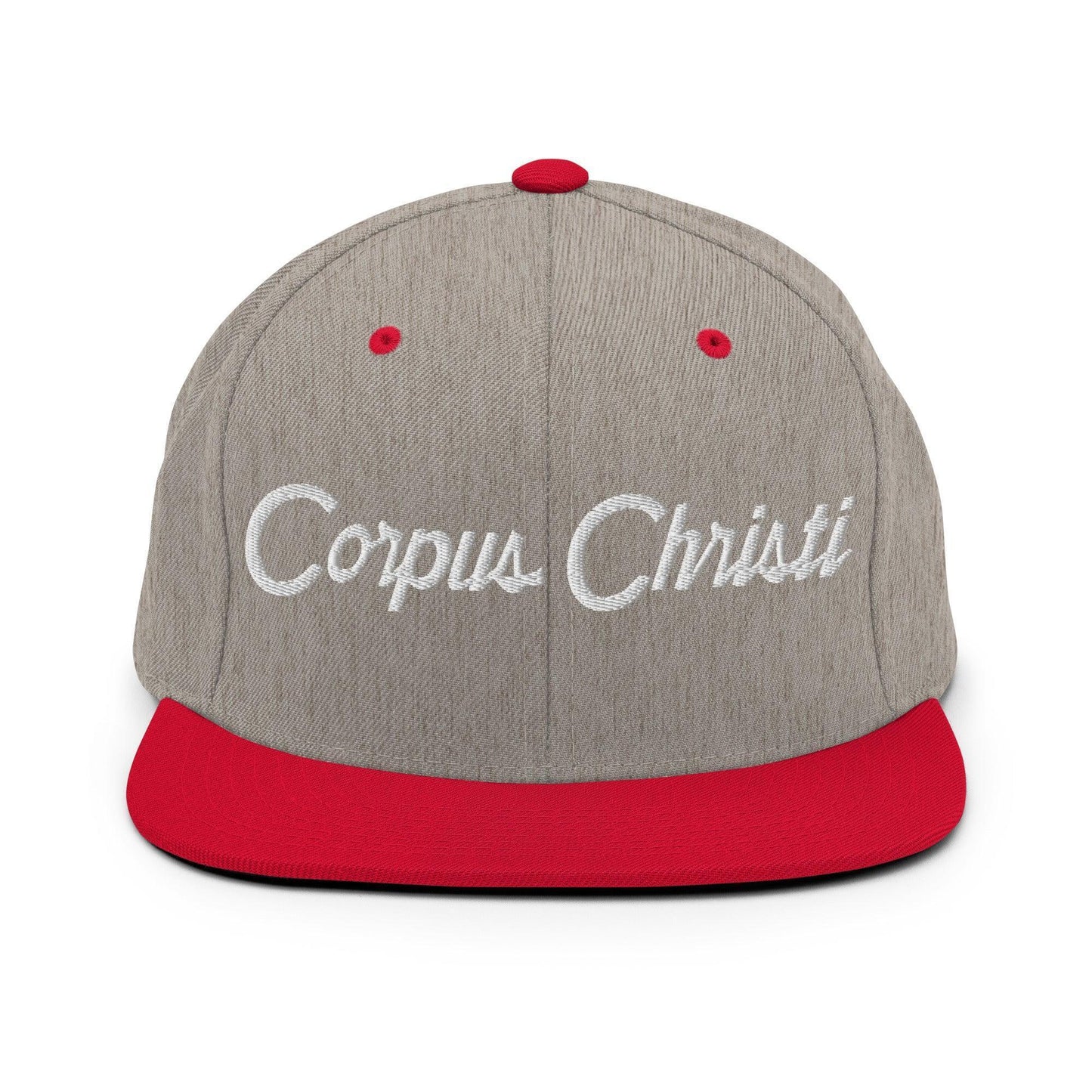 Corpus Christi Script Snapback Hat Heather Grey/ Red