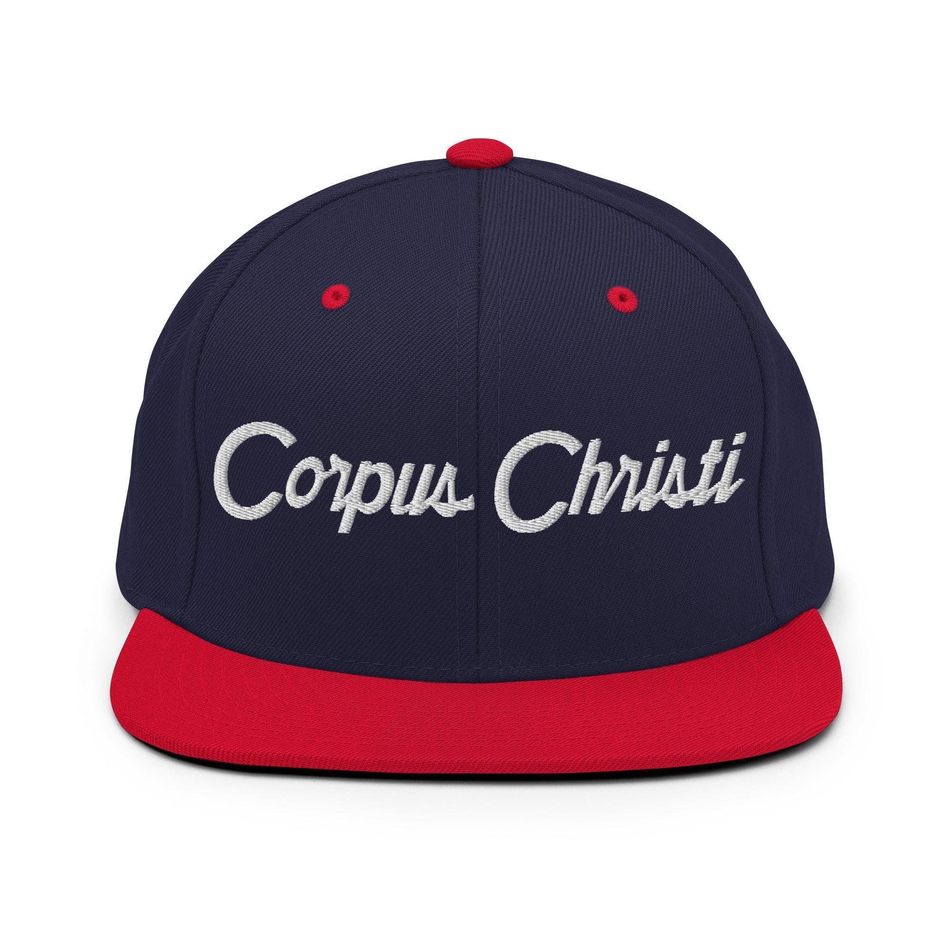 Corpus Christi Script Snapback Hat Navy/ Red