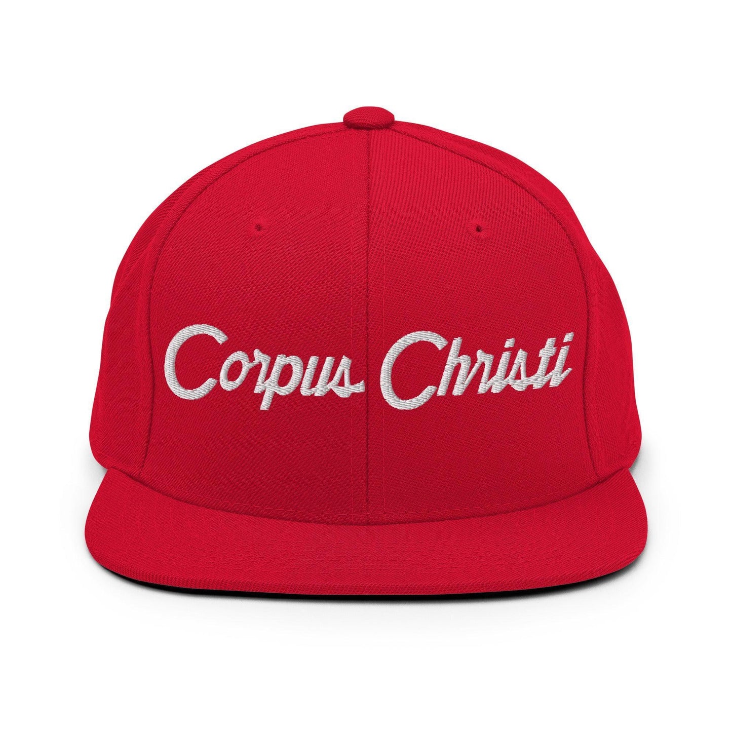 Corpus Christi Script Snapback Hat Red