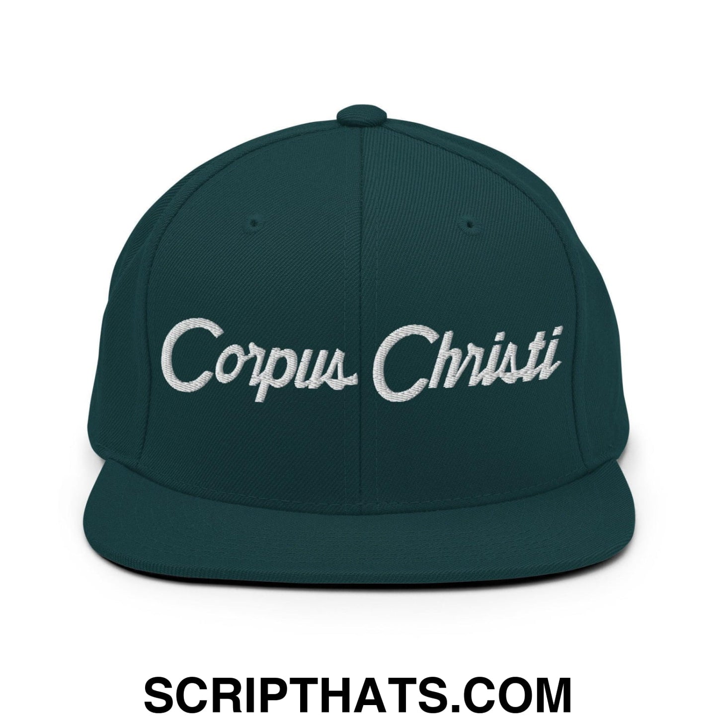 Corpus Christi Script Snapback Hat Spruce