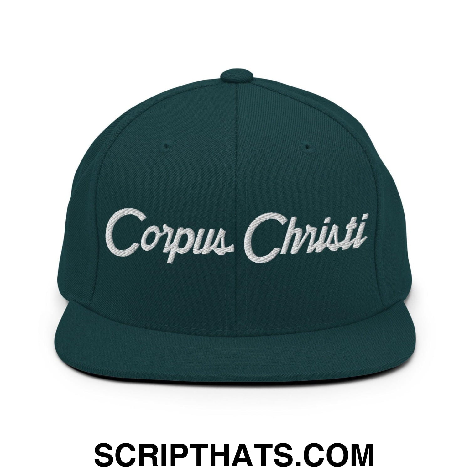 Corpus Christi Script Snapback Hat Spruce