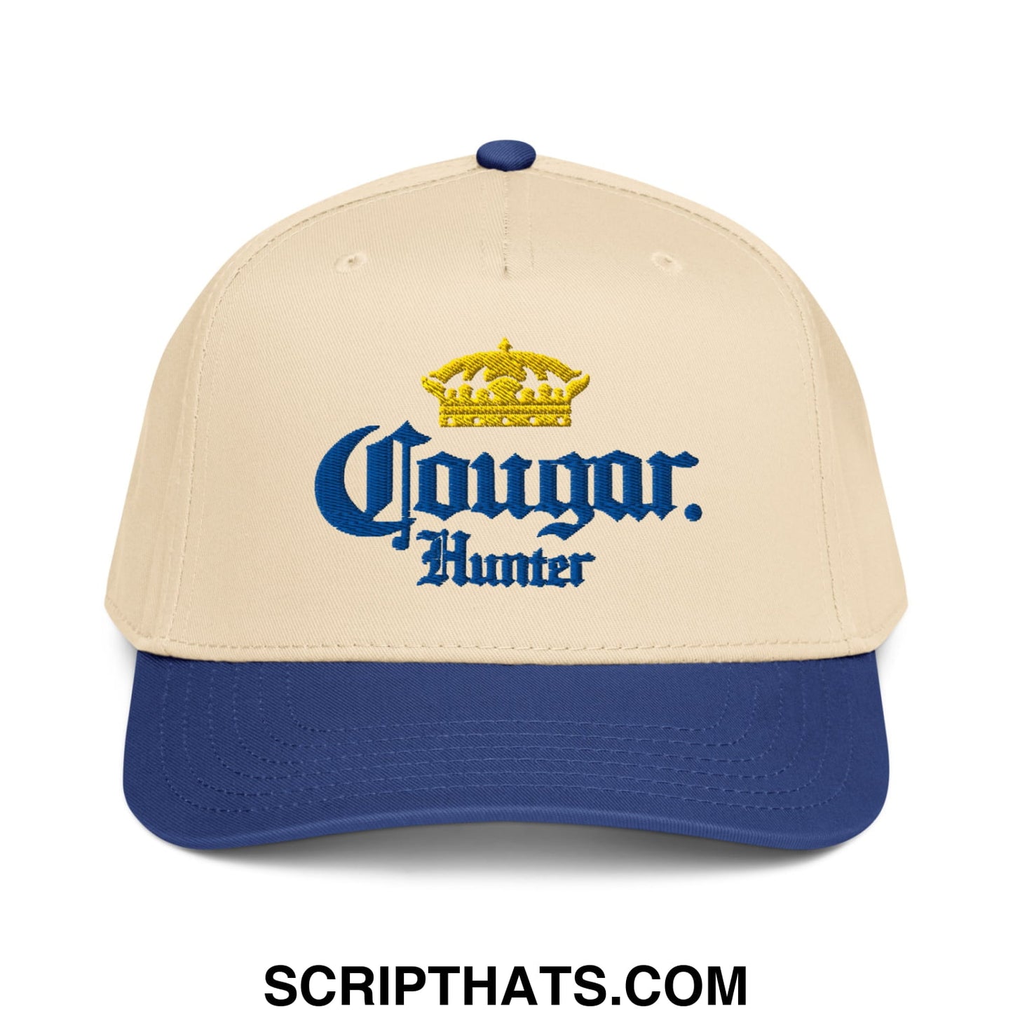 Cougar Hunter Extra Embroidered Baseball Snapback Hat Royal Natural