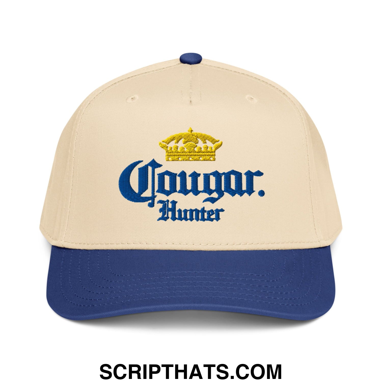 Cougar Hunter Extra Embroidered Baseball Snapback Hat Royal Natural