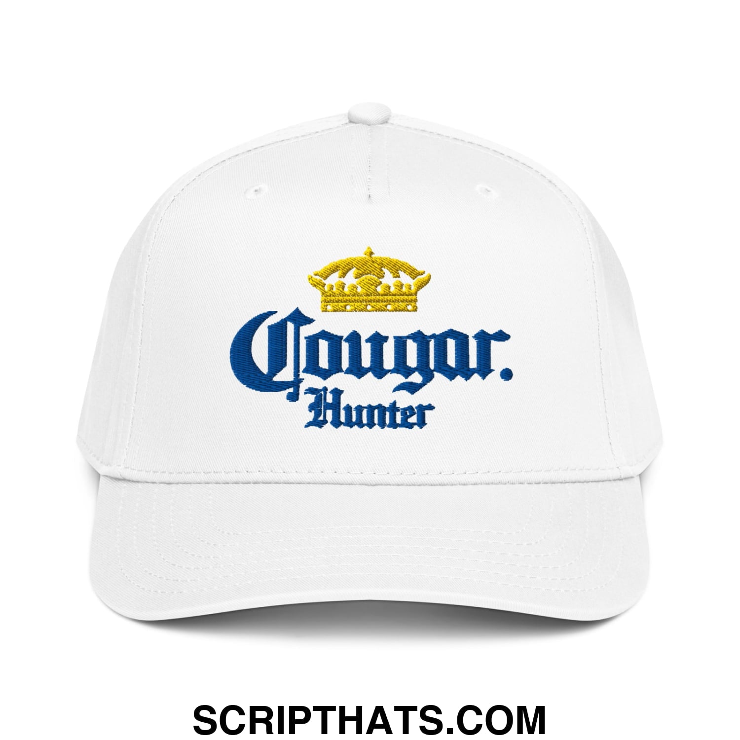Cougar Hunter Extra Embroidered Baseball Snapback Hat White