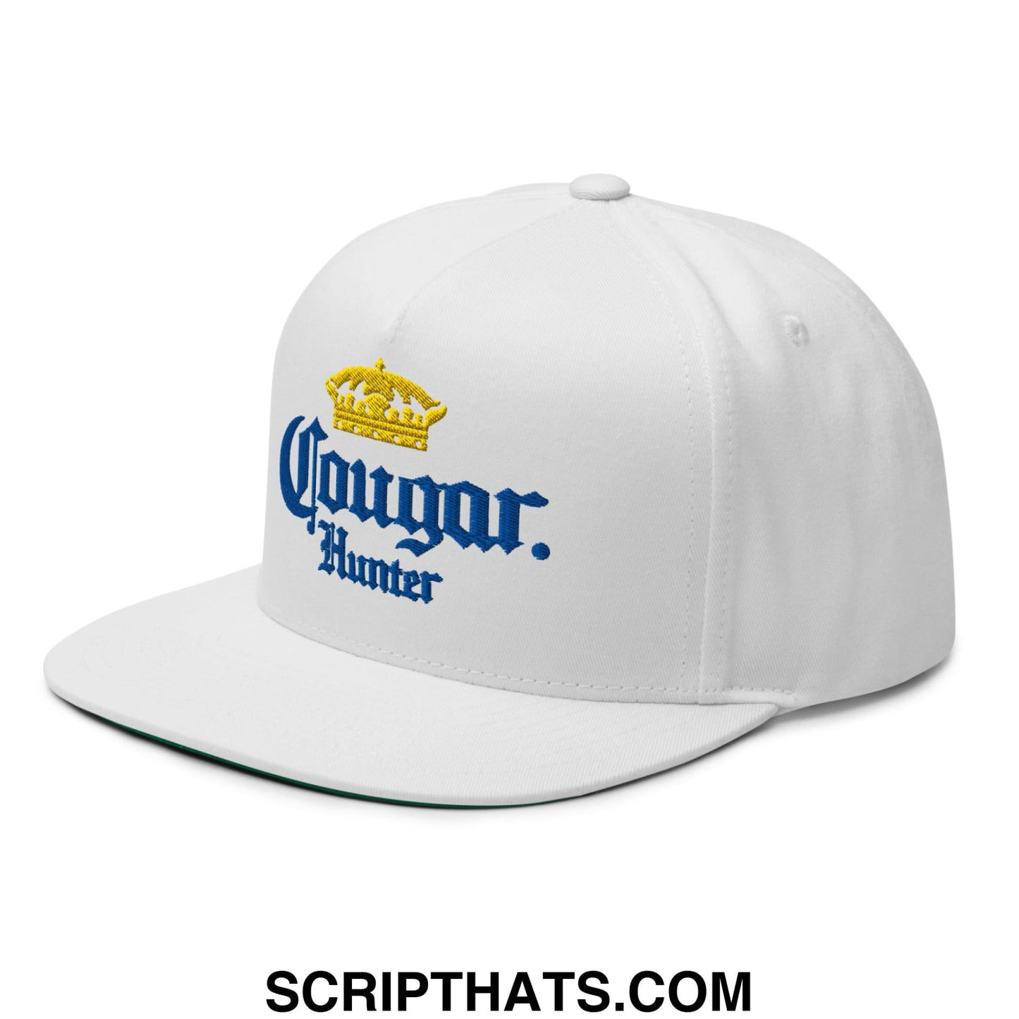 Cougar Hunter Extra Embroidered Flat Bill Brim 5 Panel Snapback Hat Default Title