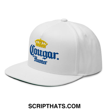 Cougar Hunter Extra Embroidered Flat Bill Brim 5 Panel Snapback Hat Default Title