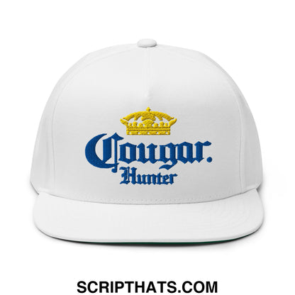 Cougar Hunter Extra Embroidered Flat Bill Brim 5 Panel Snapback Hat Default Title
