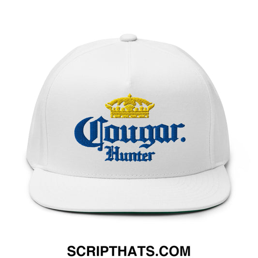 Cougar Hunter Extra Embroidered Flat Bill Brim 5 Panel Snapback Hat Default Title