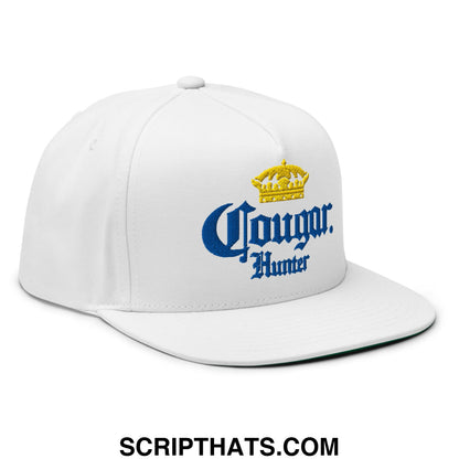Cougar Hunter Extra Embroidered Flat Bill Brim 5 Panel Snapback Hat Default Title