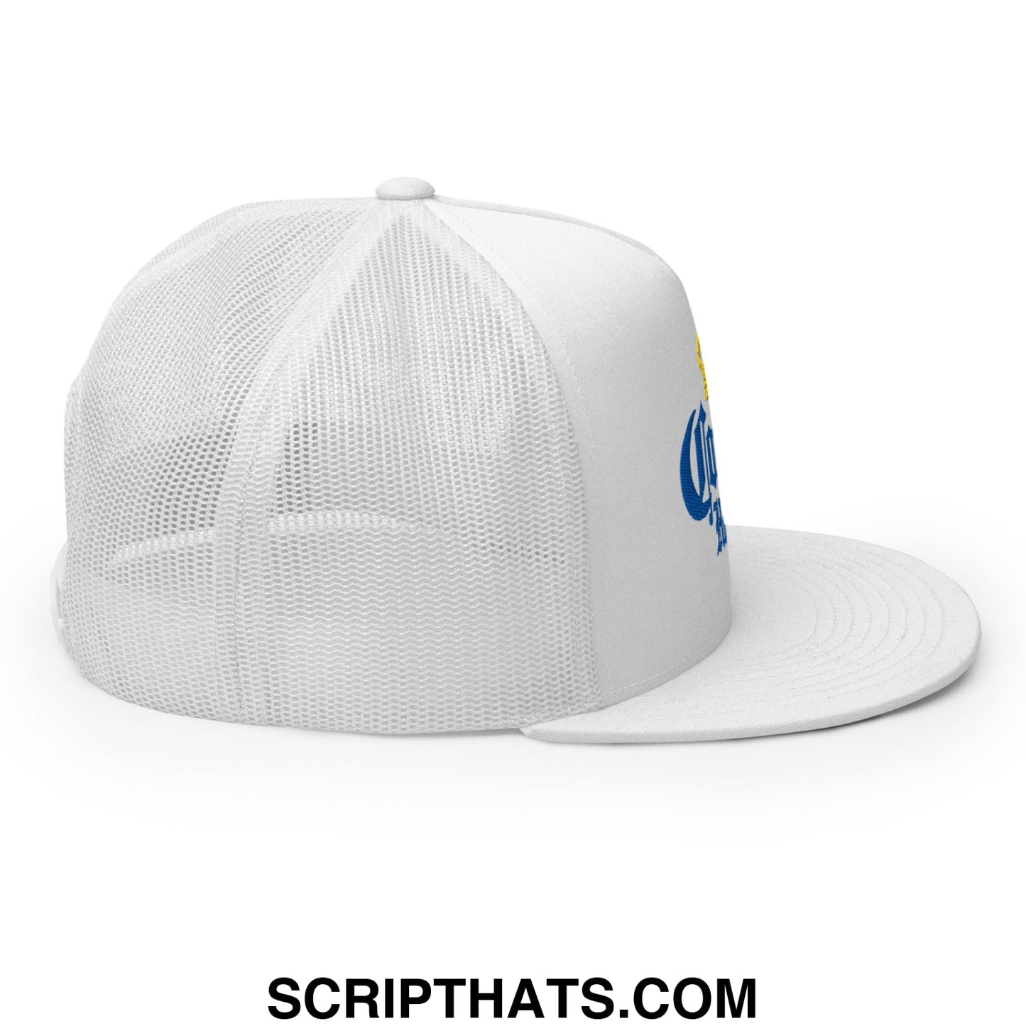 Cougar Hunter Extra Embroidered Flat Bill Brim Mesh Trucker Hat White