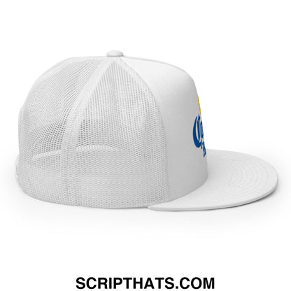 Cougar Hunter Extra Embroidered Flat Bill Brim Mesh Trucker Hat White