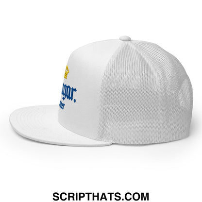 Cougar Hunter Extra Embroidered Flat Bill Brim Mesh Trucker Hat White
