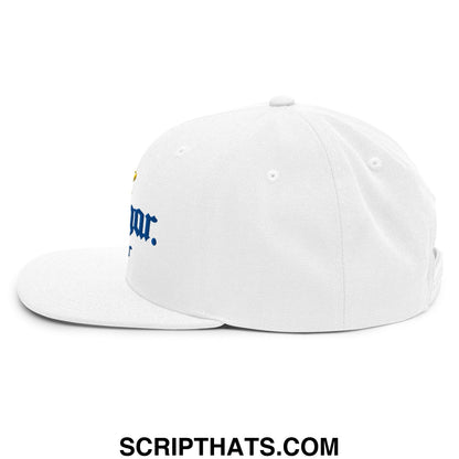 Cougar Hunter Extra Embroidered Flat Bill Brim Snapback Hat White